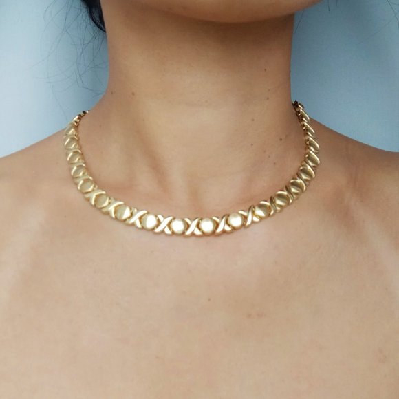 14K Yellow Gold Fine XOXO Collar Necklace, 18.36 grams - Picture 11 of 13